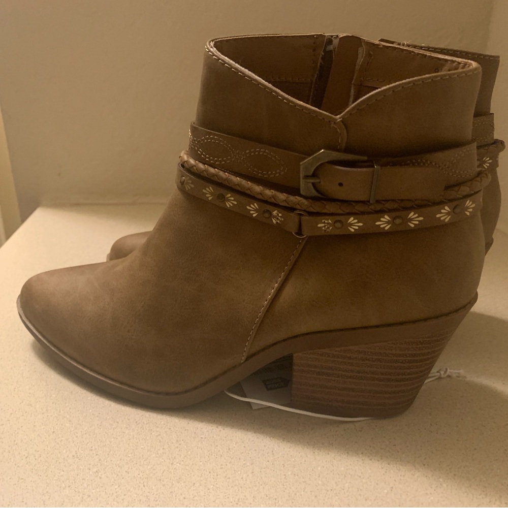 Brown Ankle Boots with Buckle Detail